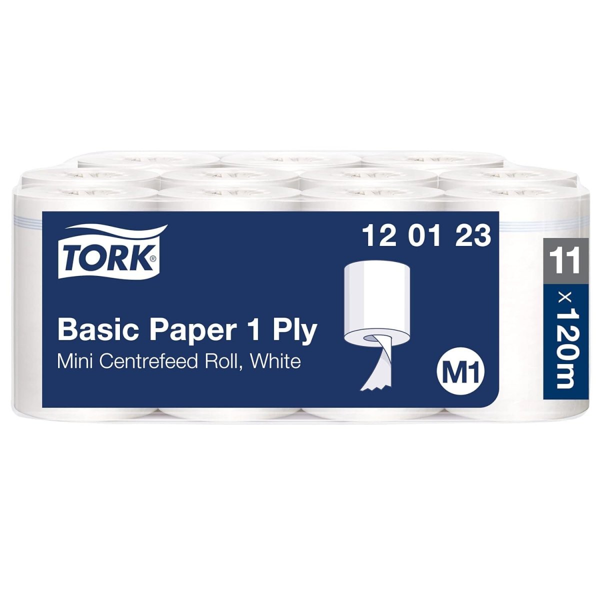 Tork Universal 310 Mini Centrummatad M1 Vit, 1-lags, 120m/r, 11r/fp