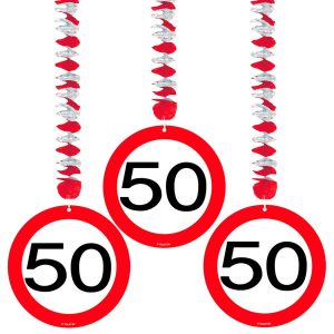 50 års Trafikskylt hängande dekoration 3-pack